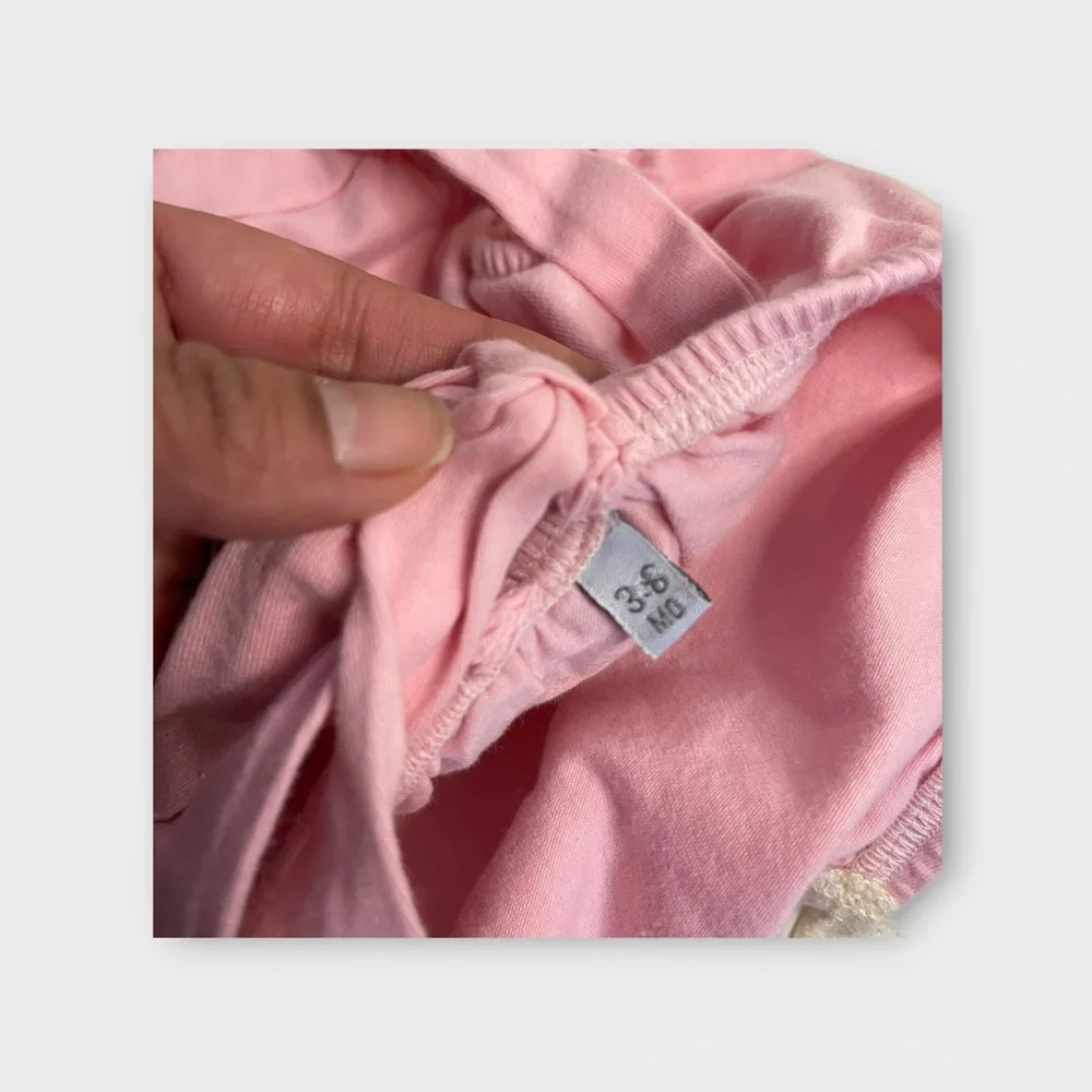 Everly B. Beige Ruffle Cap Sleeve Pink Bubble Romper